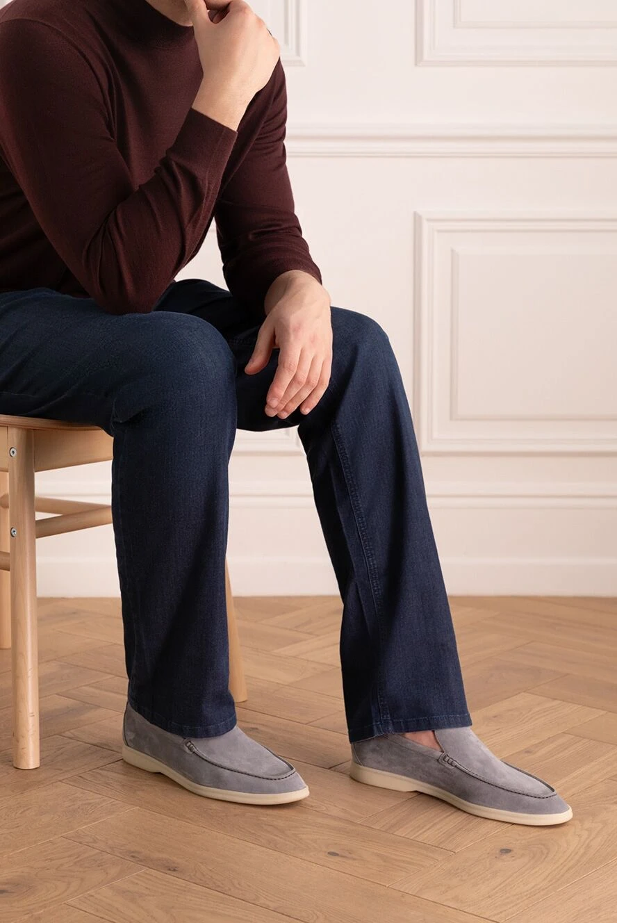 Loro Piana лоферы мужские замшевые классические серые 173973