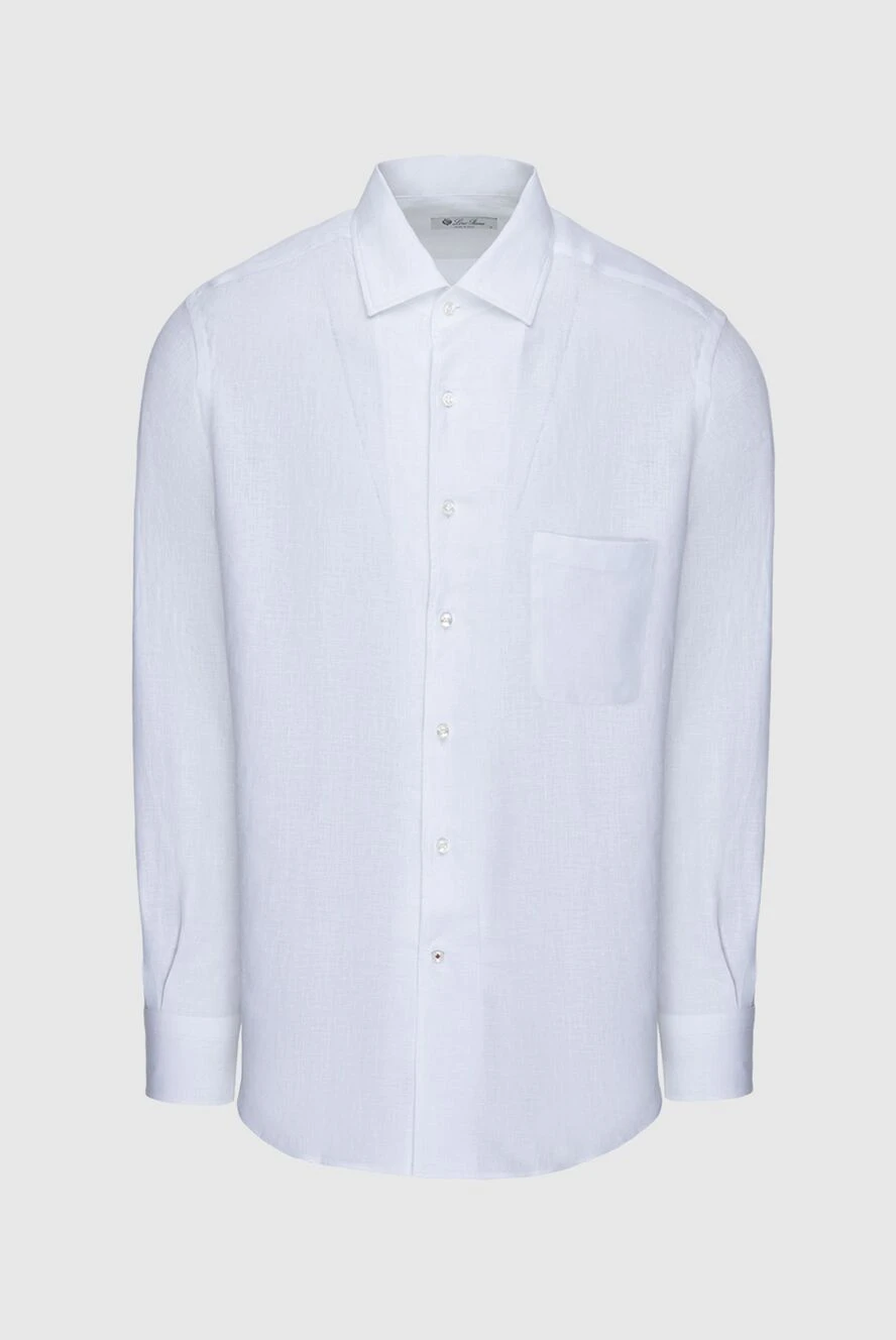 Loro Piana Men's white linen shirt - 100% linen. Closure: buttons. Country of manufacture: Italy. Care: specialized cleaning - photo 1