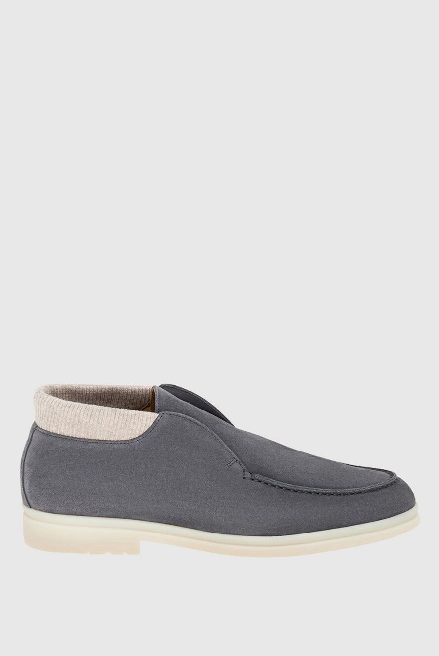 Loro Piana Men's suede gray loafers with beige inserts - cashmere insert. suede. Country of manufacture: Italy. Care: specialized cleaning - photo 1