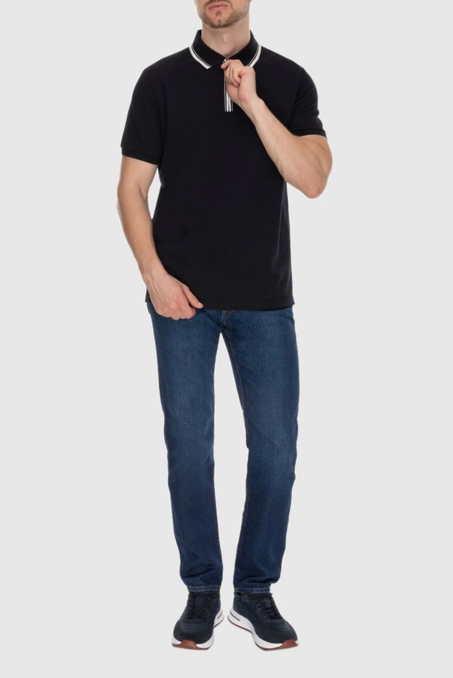 Loro Piana black polo shirt with contrast tape for men 174008