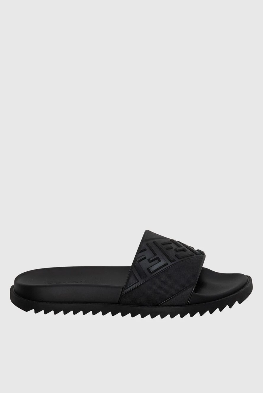 Fendi men s black leather sandals with corrugated soles 174021 Men flip flops Domino Online Store Ukraine