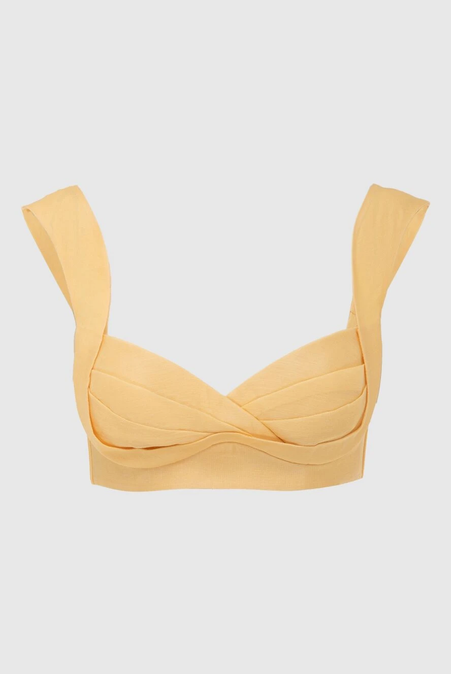 Zimmermann Women's bralette top yellow - fixed straps, boning, corrugated back. silk, linen. Country of manufacture: Italy. Care: specialized cleaning - photo 1