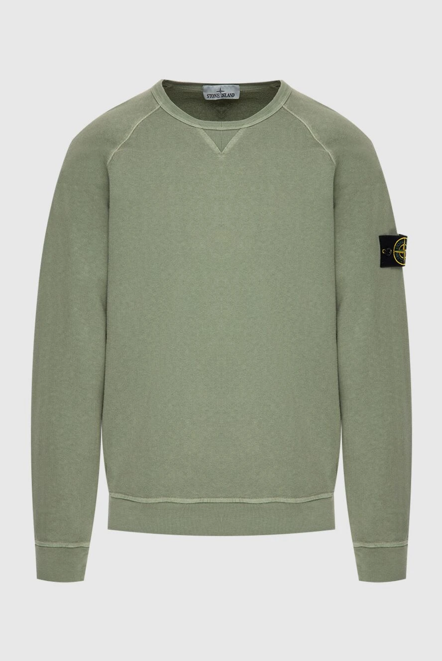 Stone Island Світшот з бавовни зелений чоловічий - нашивка з логотипом. бавовна. Країна виробник: Італія. Догляд: спеціалізоване чищення - фото 1