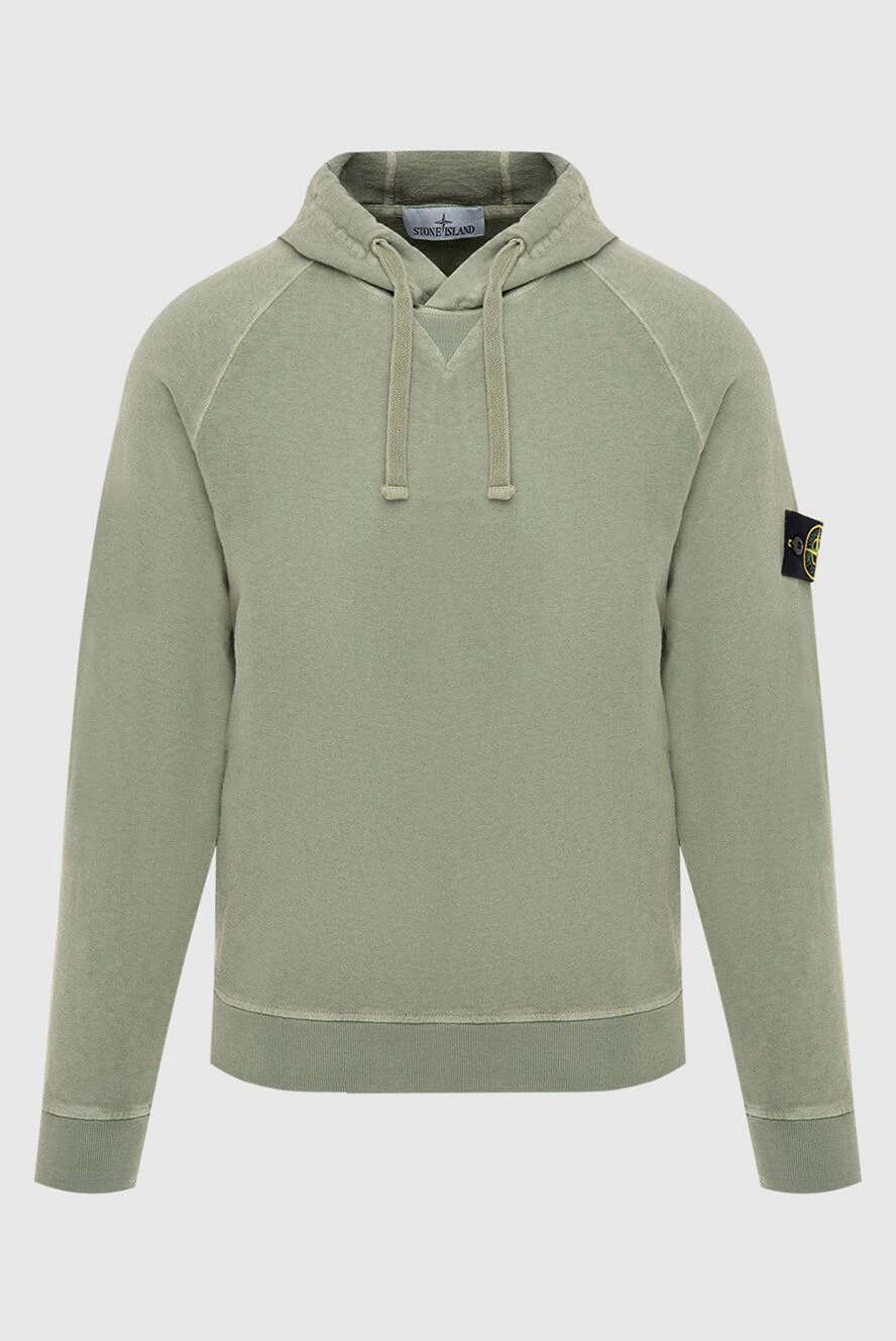 Stone Island Худі з бавовни зелена чоловічі - Особливості: капюшон. нашивка з логотипом. бавовна. Країна виробник: Італія. Догляд: спеціалізоване чищення - фото 1