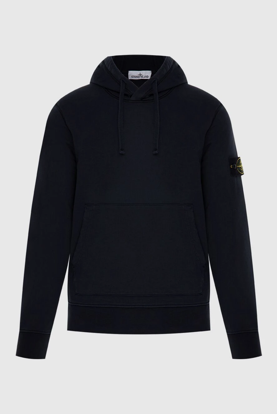 Stone Island Худі з бавовни синя чоловічі - Особливості: капюшон. нашивка з логотипом. бавовна. Країна виробник: Італія. Догляд: спеціалізоване чищення - фото 1