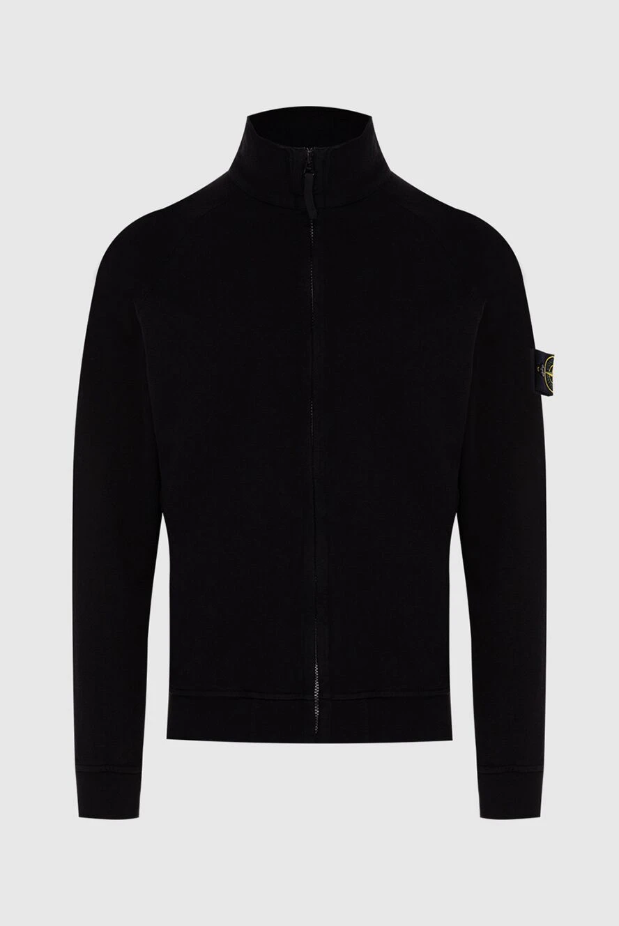 Stone Island Спортивна кофта з бавовни чорна чоловіча - нашивка з логотипом. Особливості: висока горловина. бавовна. блискавка. Країна виробник: Італія. Догляд: спеціалізоване чищення - фото 1