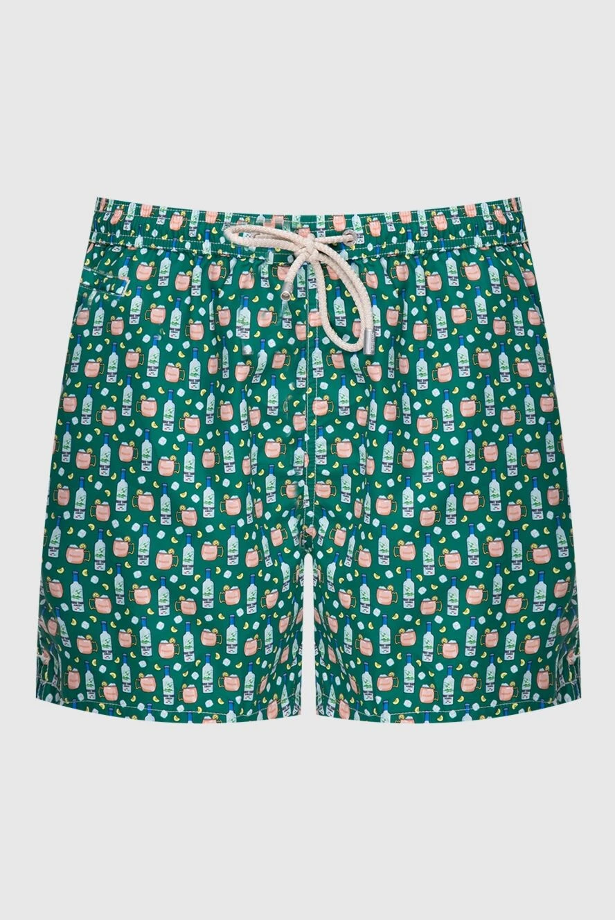 MC2 Saint Barth Men's green swimming shorts with an original pattern - original pattern. 100% polyester. drawstring. Country of manufacture: Italy. Care: specialized cleaning - photo 1