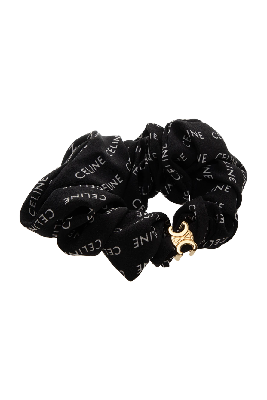 Celine women's black silk hair band with logo 174155 — Women hair