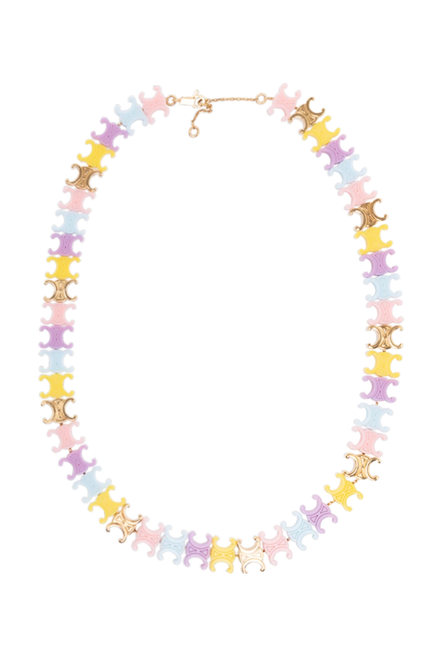 Celine Women's multicolored necklace with logo - logo engraving. plexiglass, brass. Country of manufacture: Italy. Care: specialized cleaning - photo 1