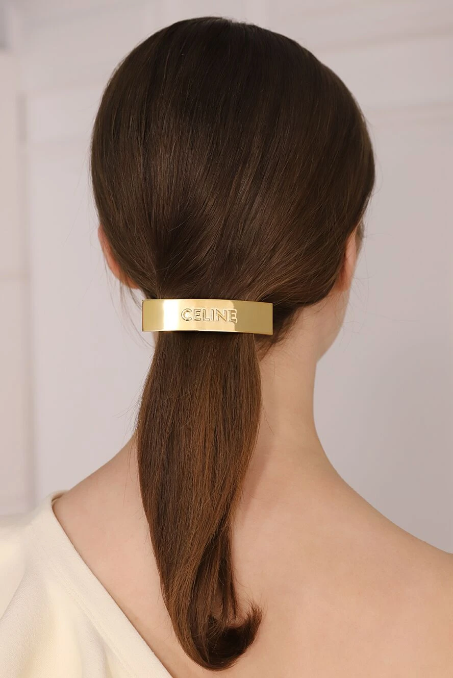 希少◆入手困難【CELINE】ribbon hair clip Le Soir black gold Le Soir Ribbon Headband in Polyester, Calfskin and Brass