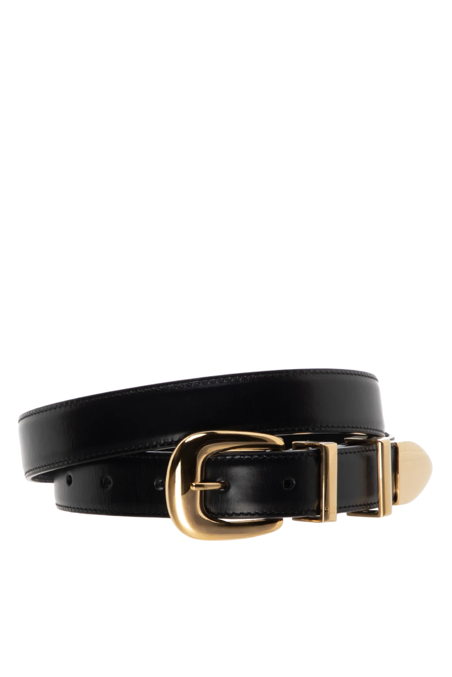 Celine Black leather belt for women - Decoration: gold-plated buckle. genuine leather. buckle. Country of manufacture: Italy. Care: specialized cleaning - photo 1