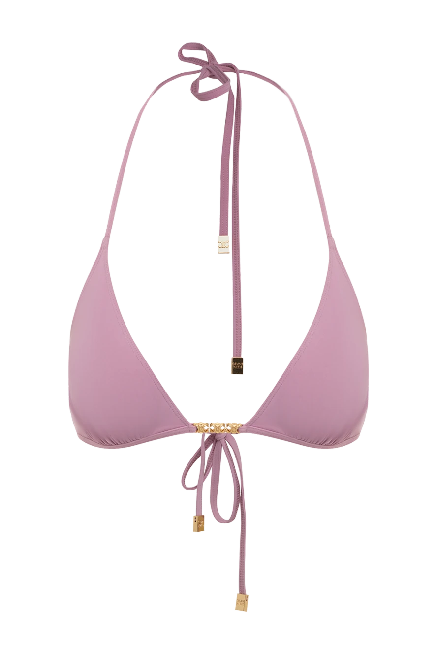 Celine Swimsuit top for women pink with a gilded chain - Decoration: gold-plated chain on the front. 76% nylon, 24% elastane. Country of manufacture: Italy. Care: specialized cleaning - photo 1