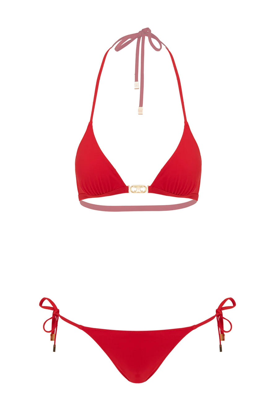 Celine Women's red two-piece swimsuit with logo - metal logo. polyamide, elastane. laces. Country of manufacture: Italy. Care: specialized cleaning - photo 1