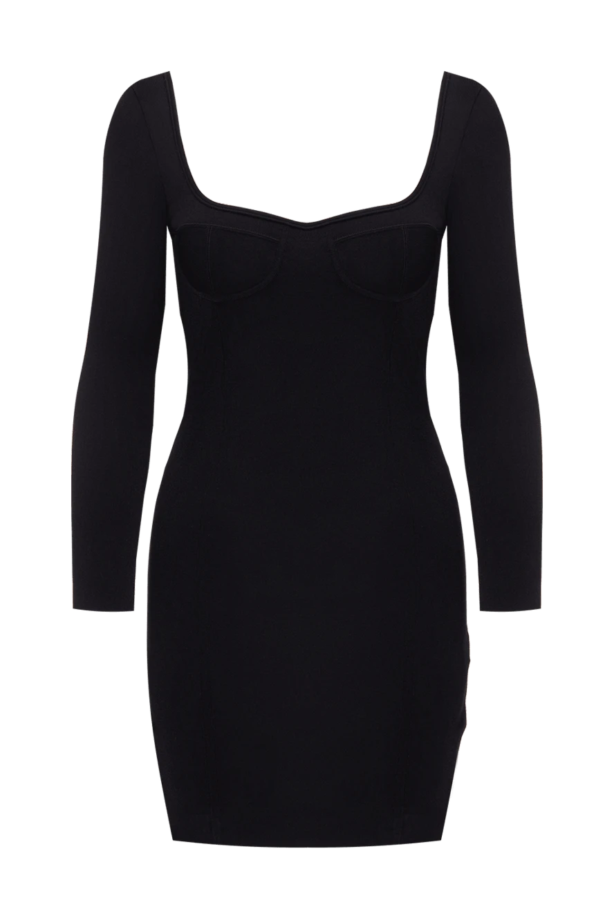 Celine Women's black dress with long sleeves and a deep neckline - open back, corset top, adjustable fit. viscose, polyester. Country of manufacture: Italy. Care: specialized cleaning - photo 1