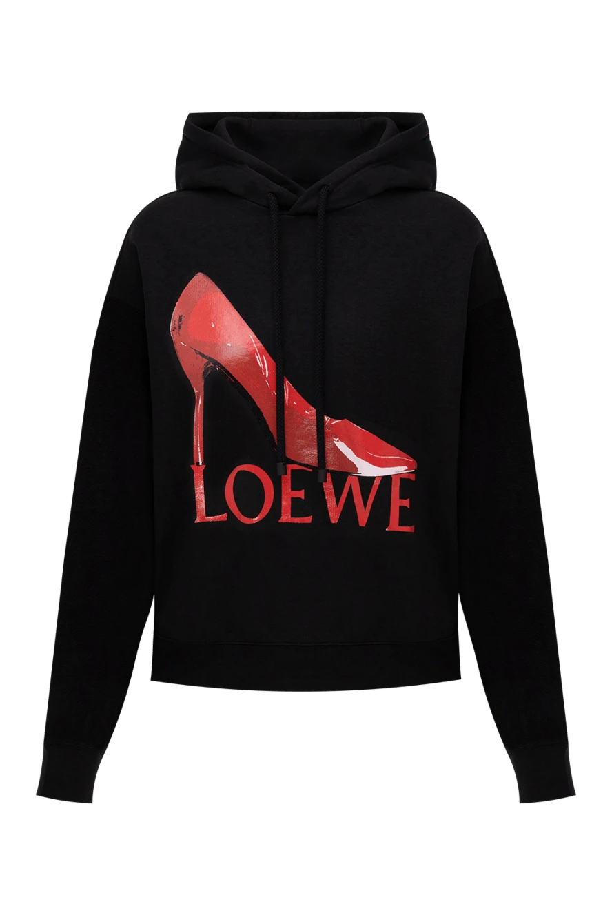 Loewe Hoodie for women black cotton with print - print logo. 100% cotton. Country of manufacture: Italy. Care: specialized cleaning - photo 1