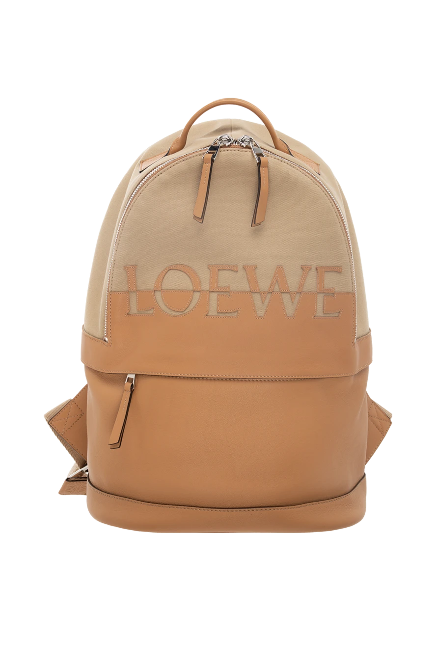 Loewe Рюкзак зі шкіри та бавовни бежевий жіночий - логотип. натуральна шкіра, бавовна. блискавка. Країна виробник: Італія. Догляд: спеціалізоване чищення - фото 1