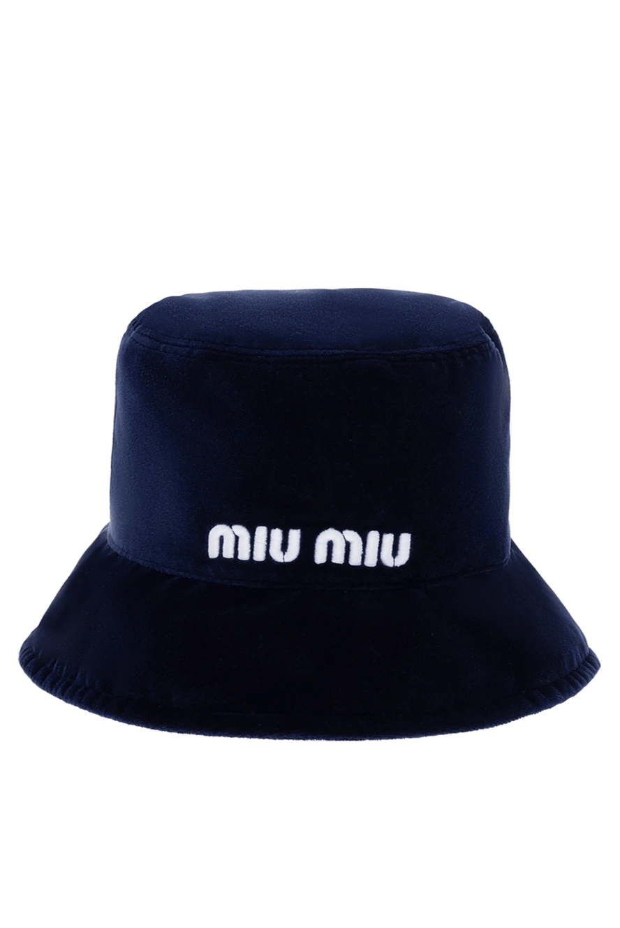 Miu Miu Panama women's black cotton with white logo - logo embroidery, striped color. cotton. Country of manufacture: Italy. Care: specialized cleaning - photo 1