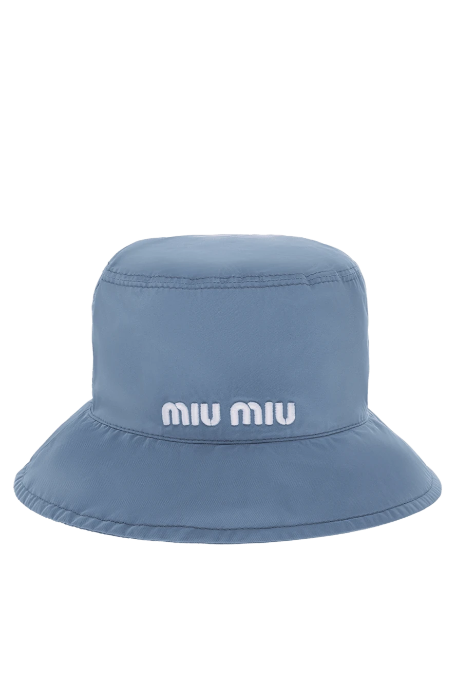 Miu Miu Panama women's blue cotton with white logo - logo embroidery, striped color. cotton. Country of manufacture: Italy. Care: specialized cleaning - photo 1