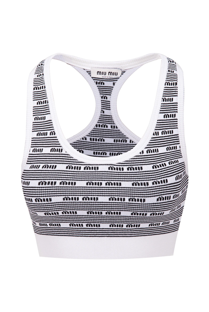 Miu Miu White top for woman - sleeveless, logo print. viscose, polyamide, elastane. Country of manufacture: Italy. Care: specialized cleaning - photo 1