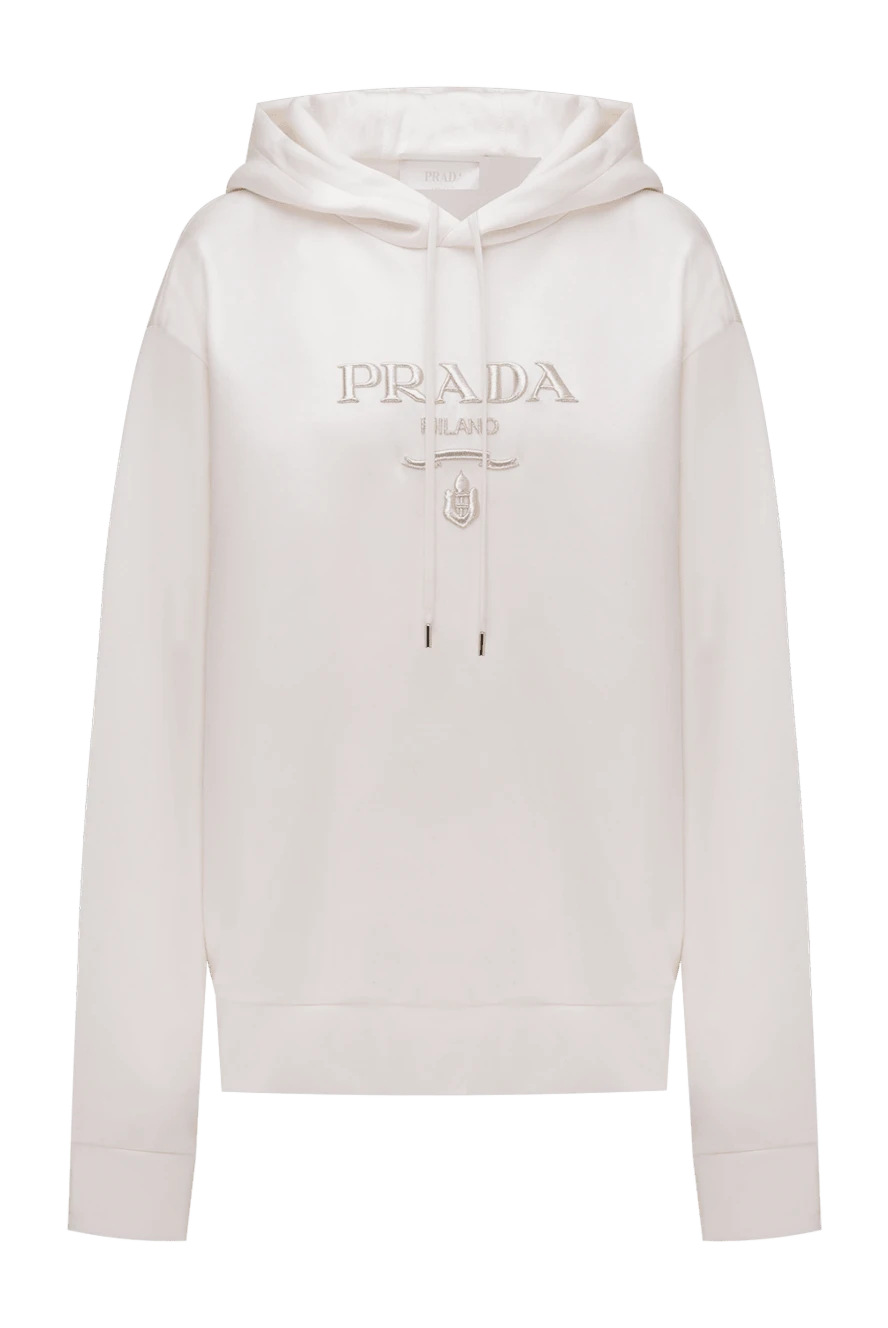 Prada Hoodie for men made of cotton and polyamide white - Embroidered brand logo. Hood. 70% cotton, 30% polyamide. Closure: Drawstring. Country of manufacture: Italy. Care: specialized cleaning - photo 1