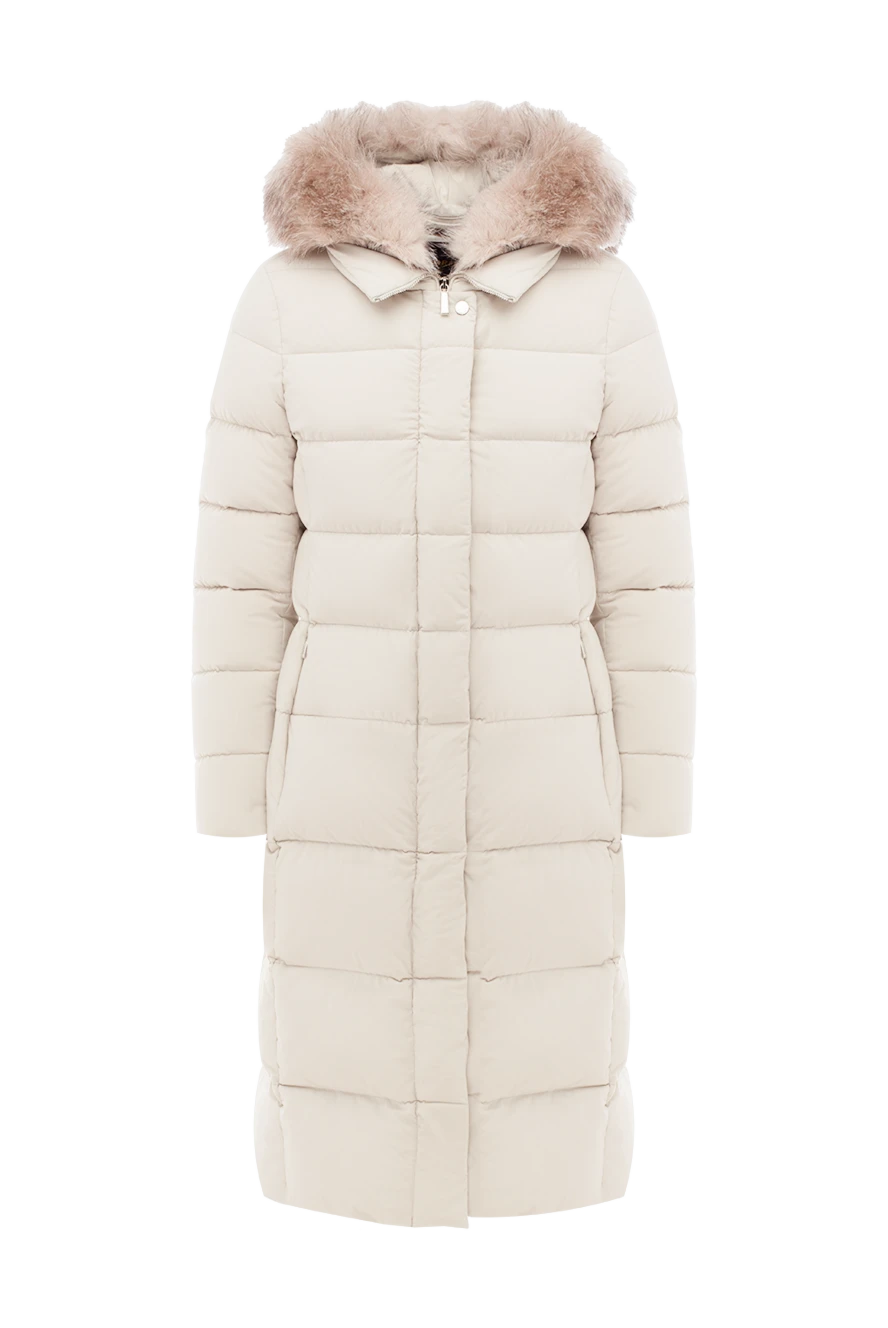 Moorer White women's down jacket with fur - 88% polyamide, 12 polyurethane, fluff. zipper. Country of manufacture: Italy. Care: specialized cleaning - photo 1