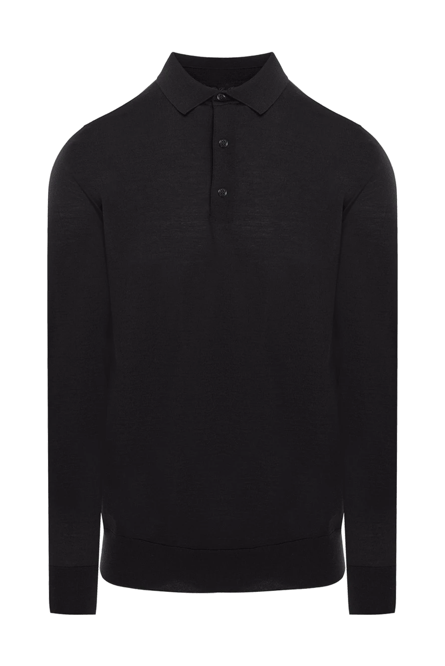 Loro Piana Polo with long sleeves made of wool black for men - Long sleeve. 100% wool. Buttons. Country of manufacture: Italy. Care: specialized cleaning - photo 1