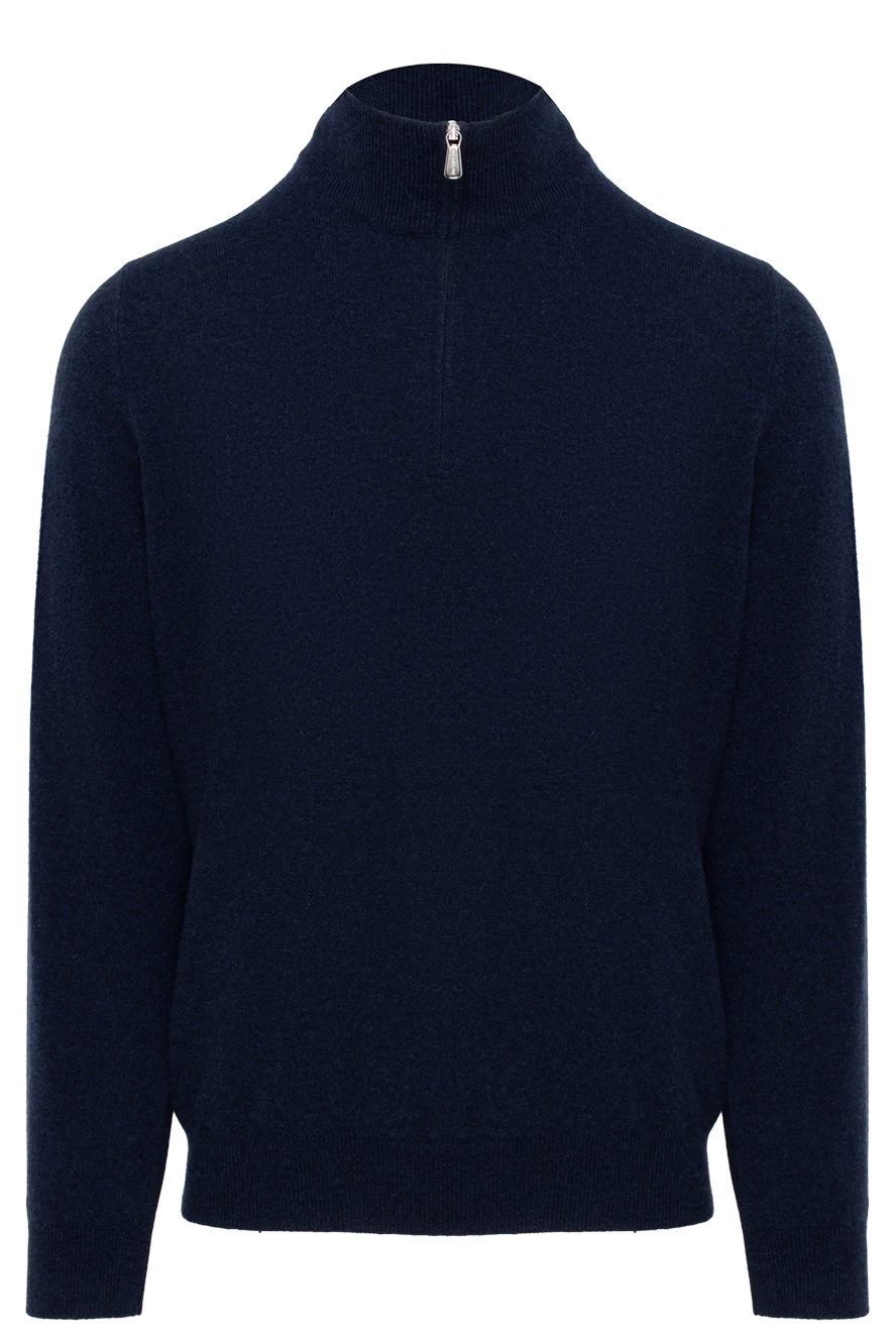 Enrico Mandelli Cashmere tee for men blue - 100% cashmere. Closure: zipper. Country of manufacture: Italy. Care: specialized cleaning - photo 1