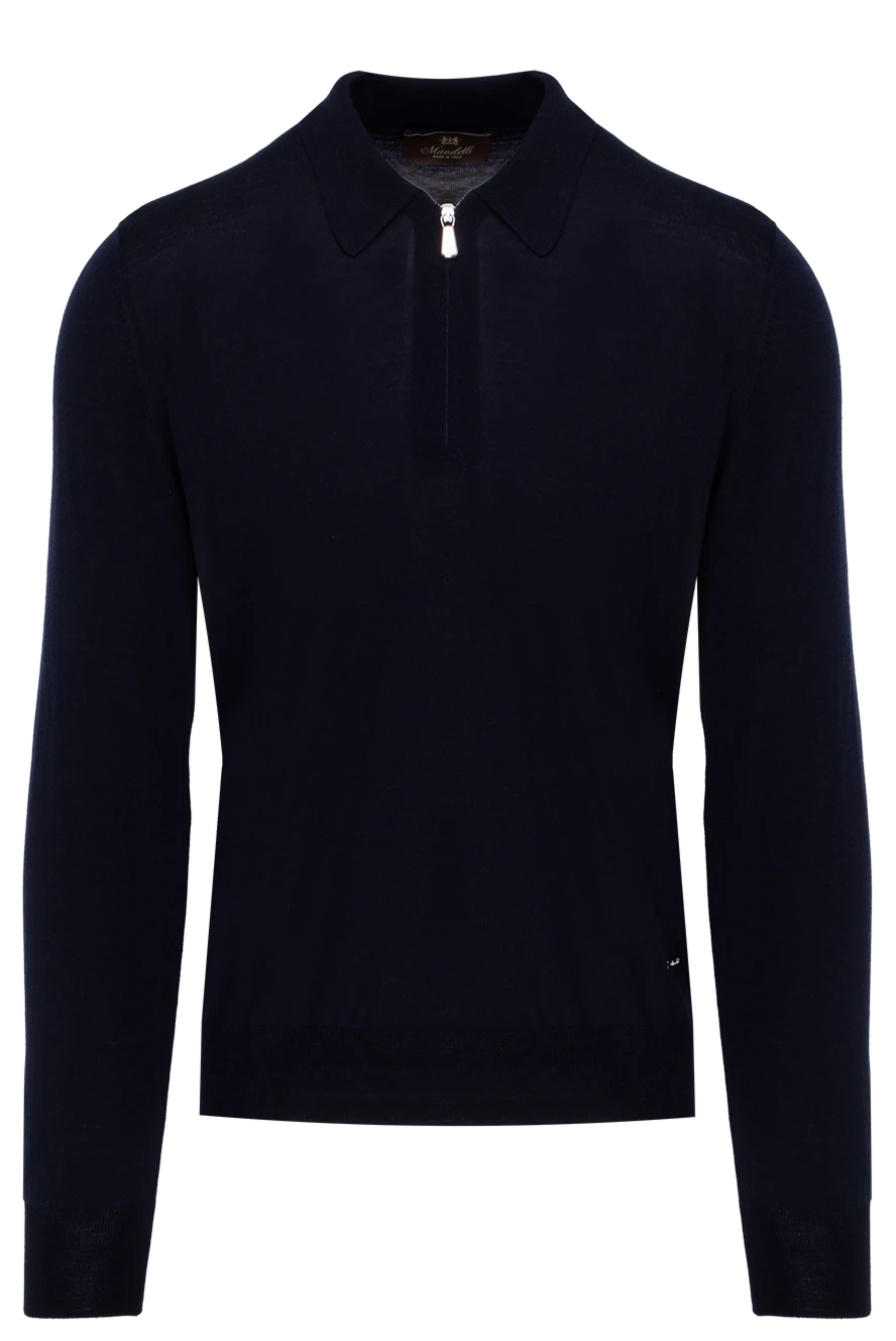 Enrico Mandelli Polo with long sleeves made of wool for men blue - 100% wool. Closure: zipper. Country of manufacture: Italy. Care: specialized cleaning - photo 1