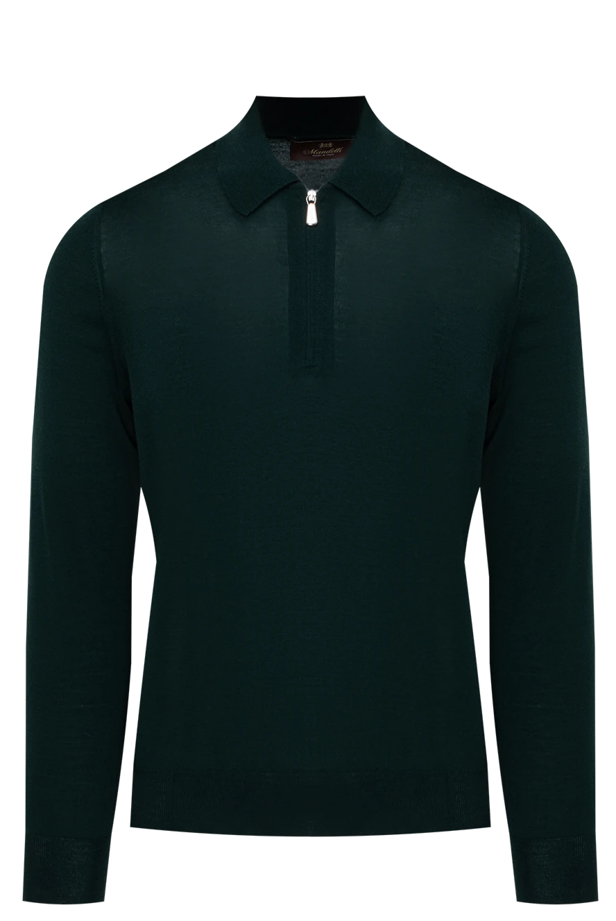 Enrico Mandelli Polo with long sleeves made of wool for men green - 100% wool. Closure: zipper. Country of manufacture: Italy. Care: specialized cleaning - photo 1