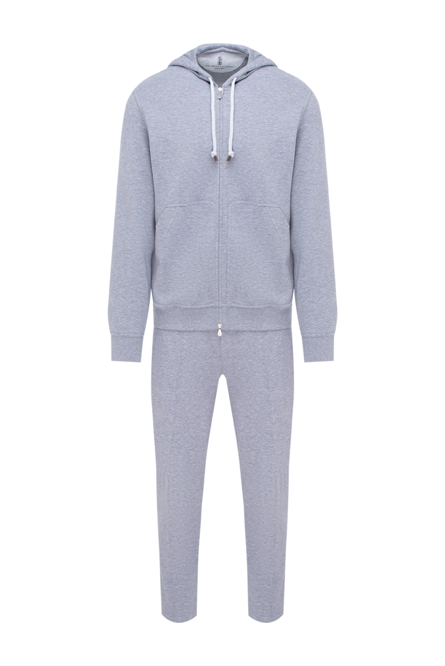 Brunello Cucinelli Sports suit for men made of cotton and polyamide gray - Hood. 93% cotton, 7% polyamide. Closure: Drawstring, zipper. Four side pockets. Country of manufacture: Italy. Care: specialized cleaning - photo 1