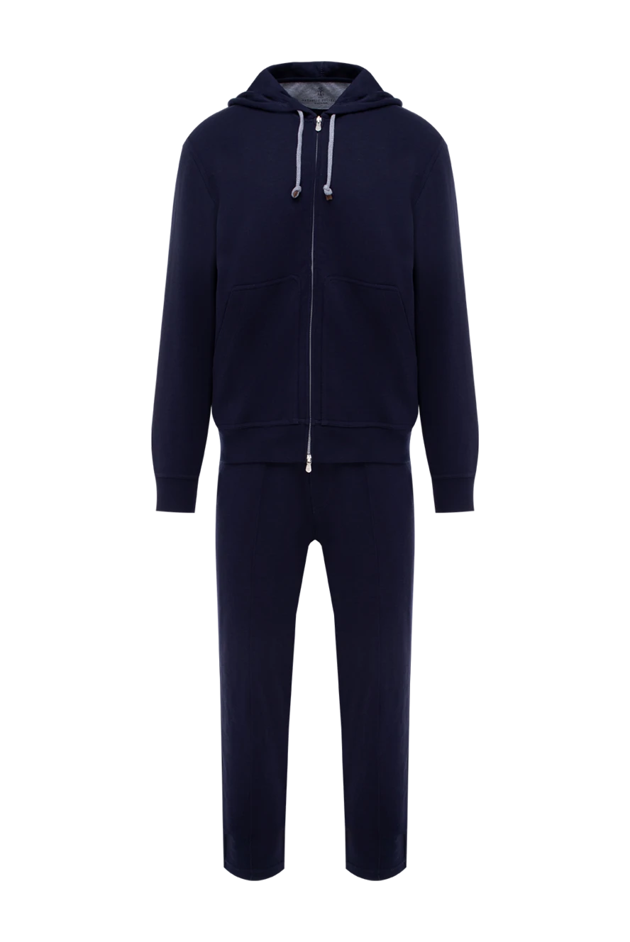 Brunello Cucinelli Sports suit for men made of cotton and polyamide blue - Hood. 93% cotton, 7% polyamide. Closure: Drawstring, zipper. Four side pockets. Country of manufacture: Italy. Care: specialized cleaning - photo 1