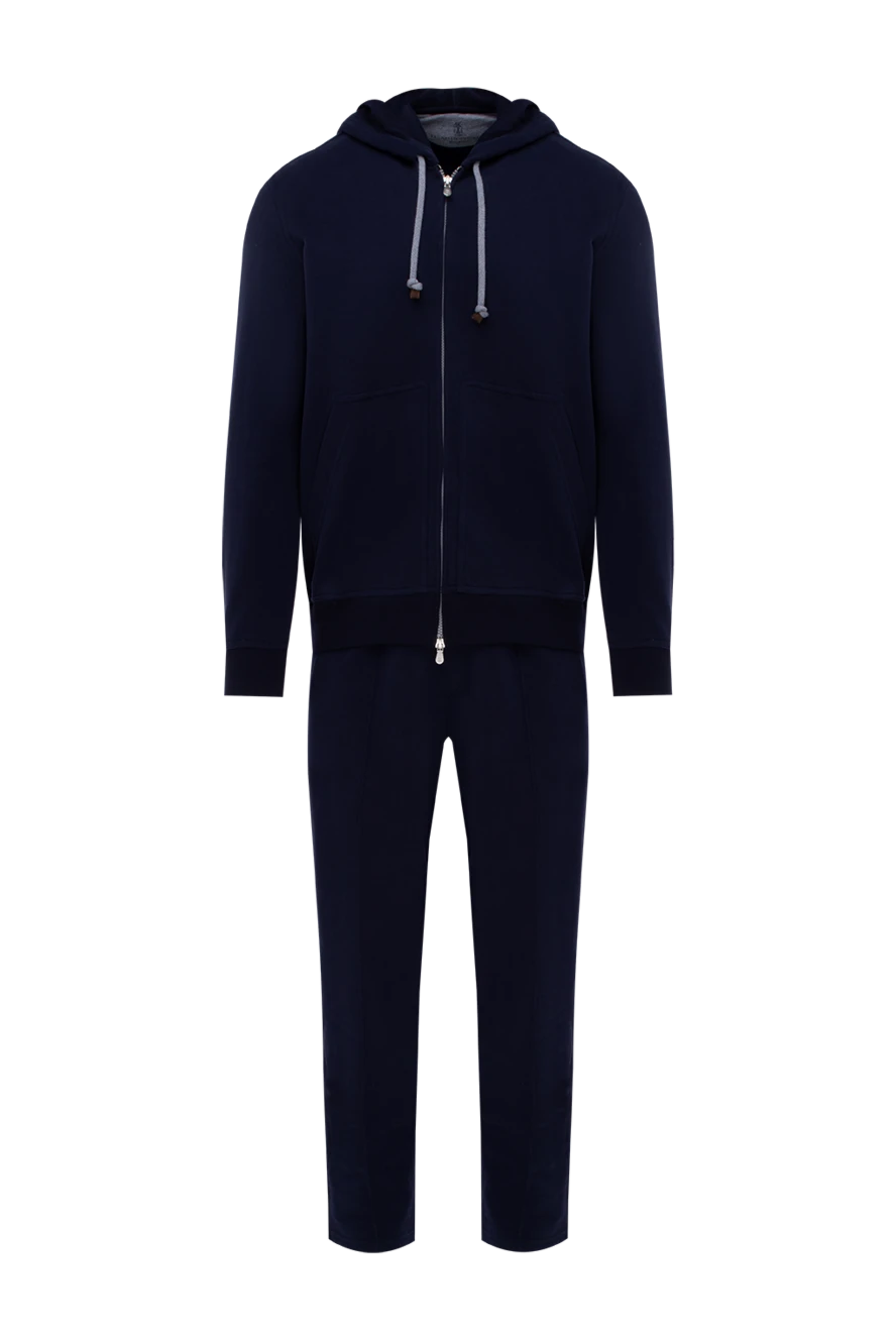 Brunello Cucinelli Sports suit for men made of cotton blue - Hood. 100% cotton. Closure: Drawstring, zipper. Four side pockets. Country of manufacture: Italy. Care: specialized cleaning - photo 1