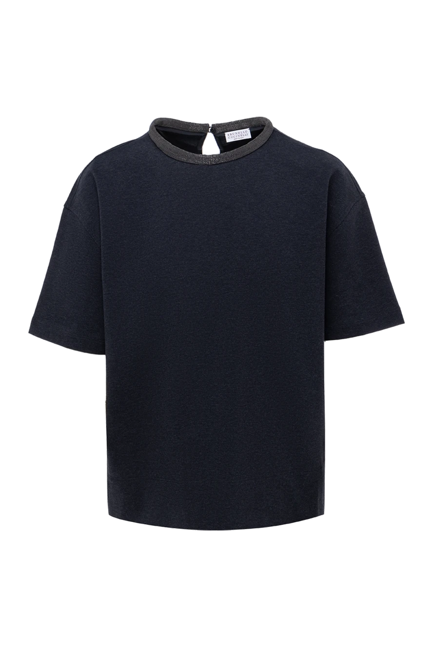 Brunello Cucinelli Блуза из хлопка серая женская - пуговица. короткий рукав. 98% хлопок, 2% эластан. Страна производитель: Италия. Уход: специализированная чистка - фото 1
