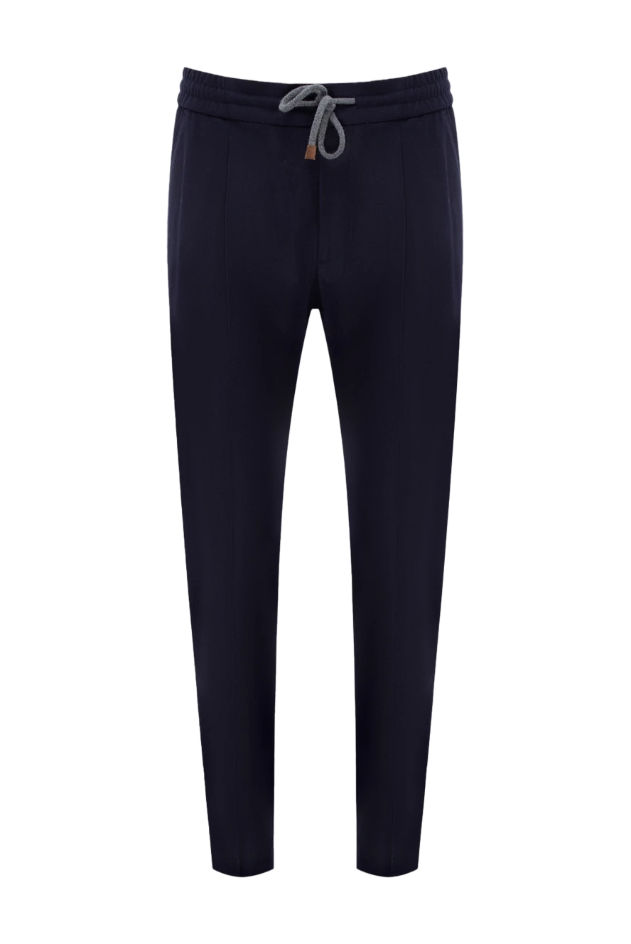 Brunello Cucinelli Blue woolen pants for men - 100% wool. button, zipper, drawstring. Country of manufacture: Italy. Care: specialized cleaning - photo 1