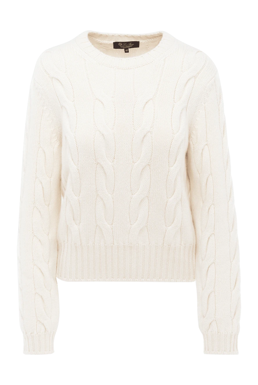 Loro Piana White cashmere jumper for women - relief pattern. 100% cashmere. Country of manufacture: Italy. Care: specialized cleaning - photo 1