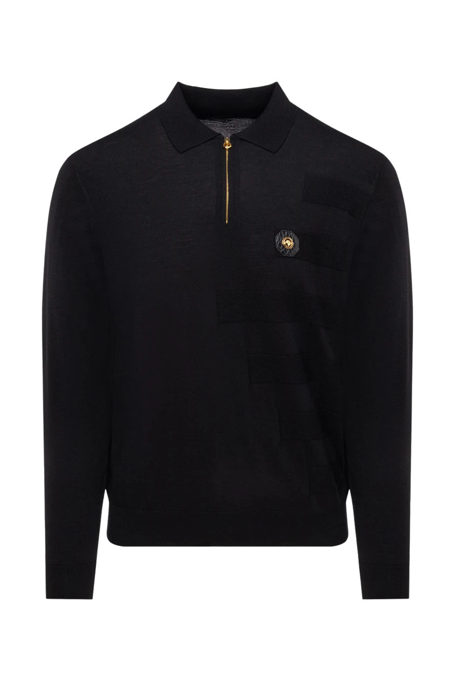 Stefano Ricci Поло з довгим рукавом із вовни чоловіче чорне - шкіра алігатора. 100% вовна. блискавка. Країна виробник: Італія. Догляд: спеціалізоване чищення - фото 1
