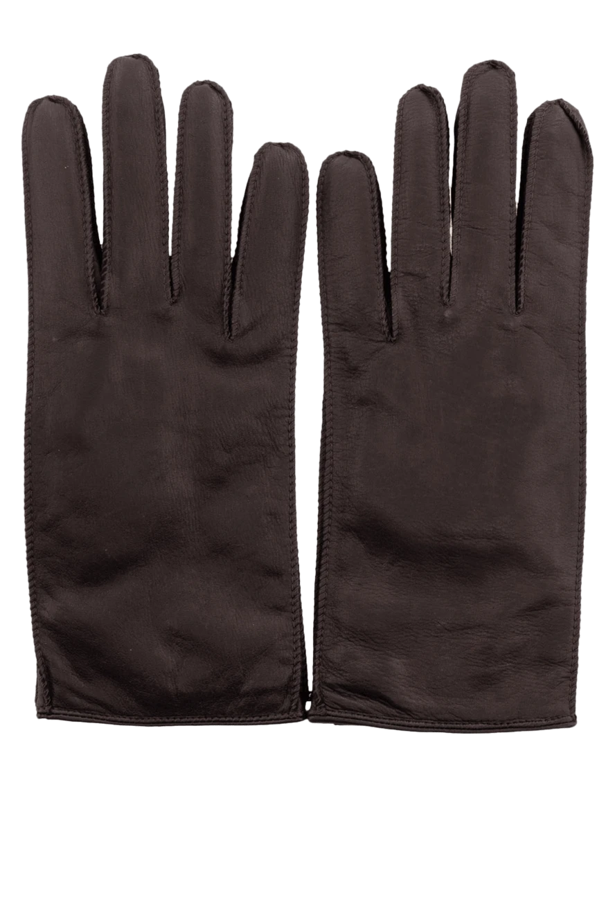 Seraphin Gloves made of genuine leather brown men's - 100% genuine leather. Country of manufacture: Italy. Care: specialized cleaning - photo 1