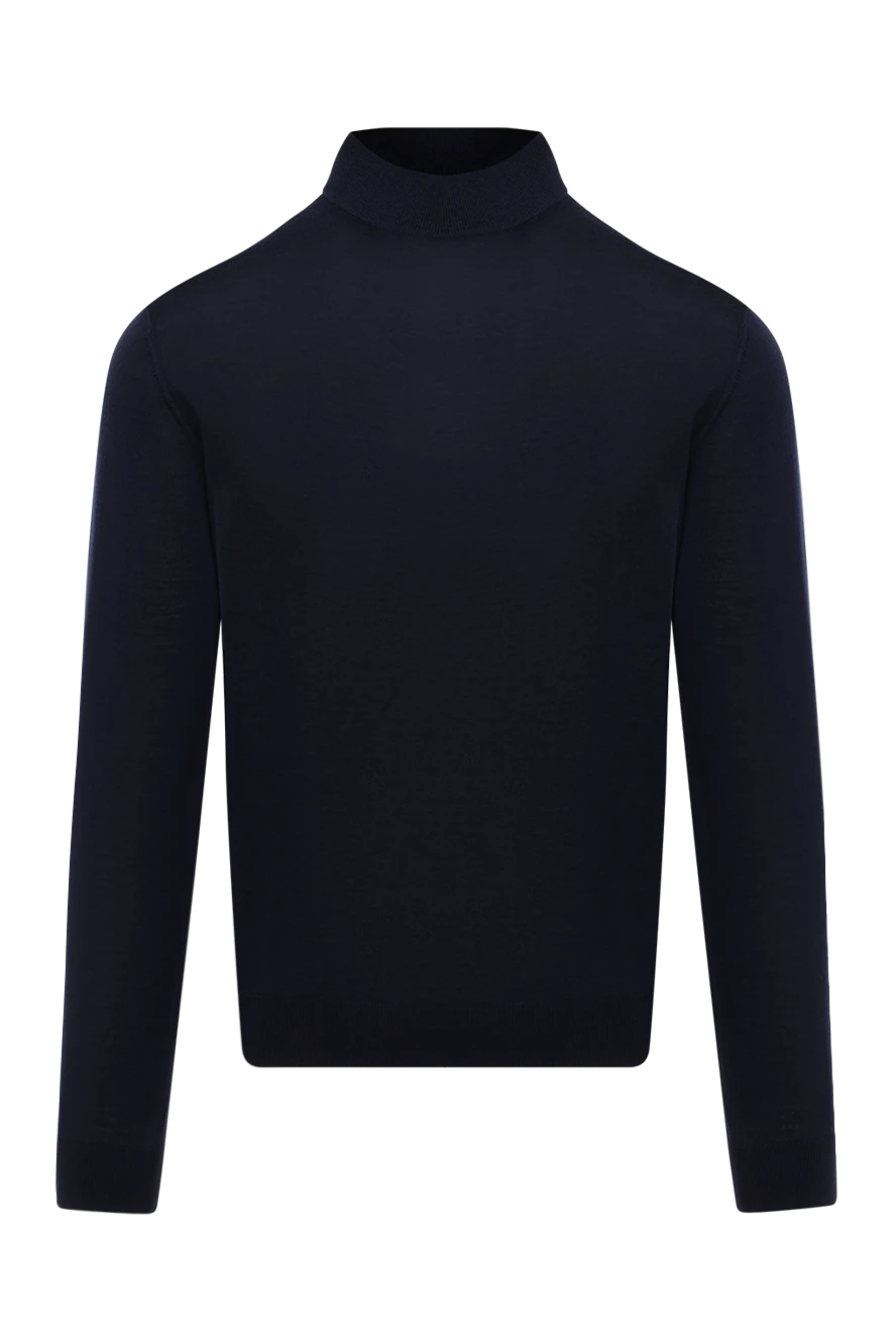 Cesare di Napoli Men's high-collared woolen jumper blue - High collar stand. 100% wool. Country of manufacture: Italy. Care: specialized cleaning - photo 1