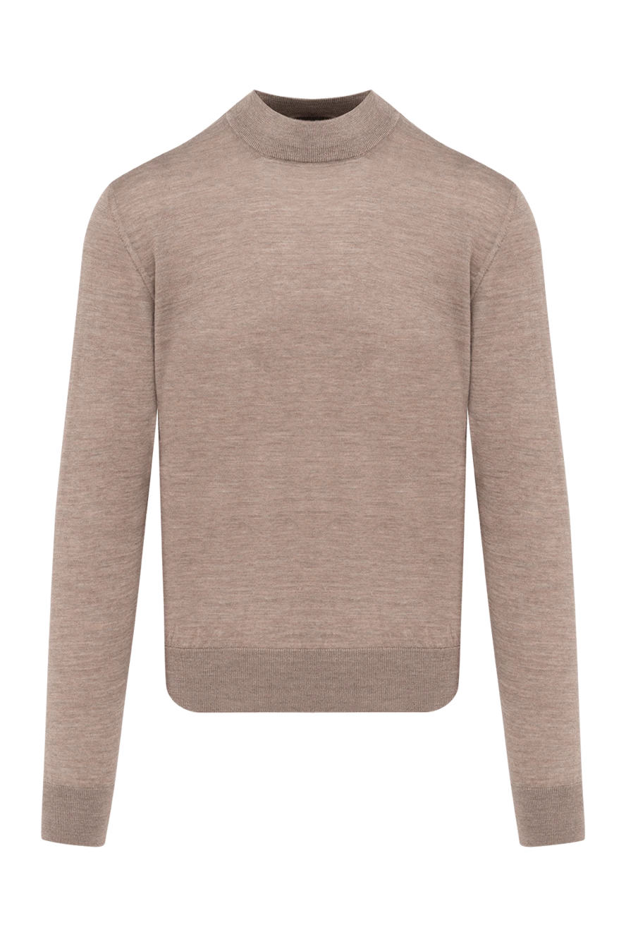 Cesare di Napoli Men's high-collared stand-up woolen sweater beige - High collar stand. 100% wool. Country of manufacture: Italy. Care: specialized cleaning - photo 1