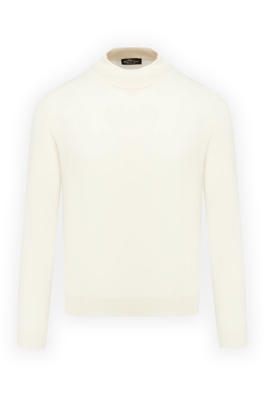 Cesare di Napoli Men's high-collar stand-up woolen sweater white - High collar stand. 100% wool. Country of manufacture: Italy. Care: specialized cleaning - photo 1