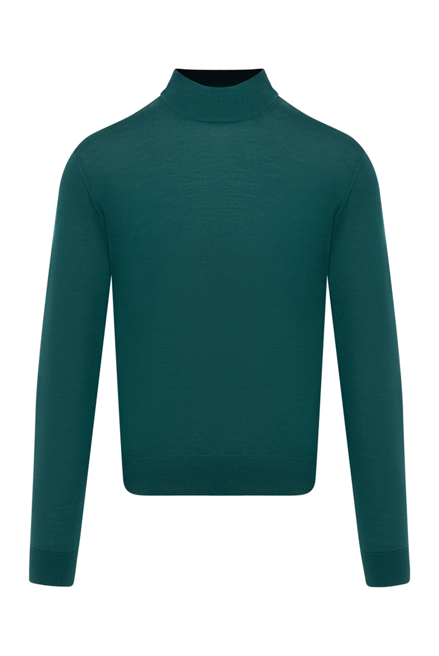 Cesare di Napoli Men's high-collar stand-up jumper made of wool green - High collar stand. 100% wool. Country of manufacture: Italy. Care: specialized cleaning - photo 1