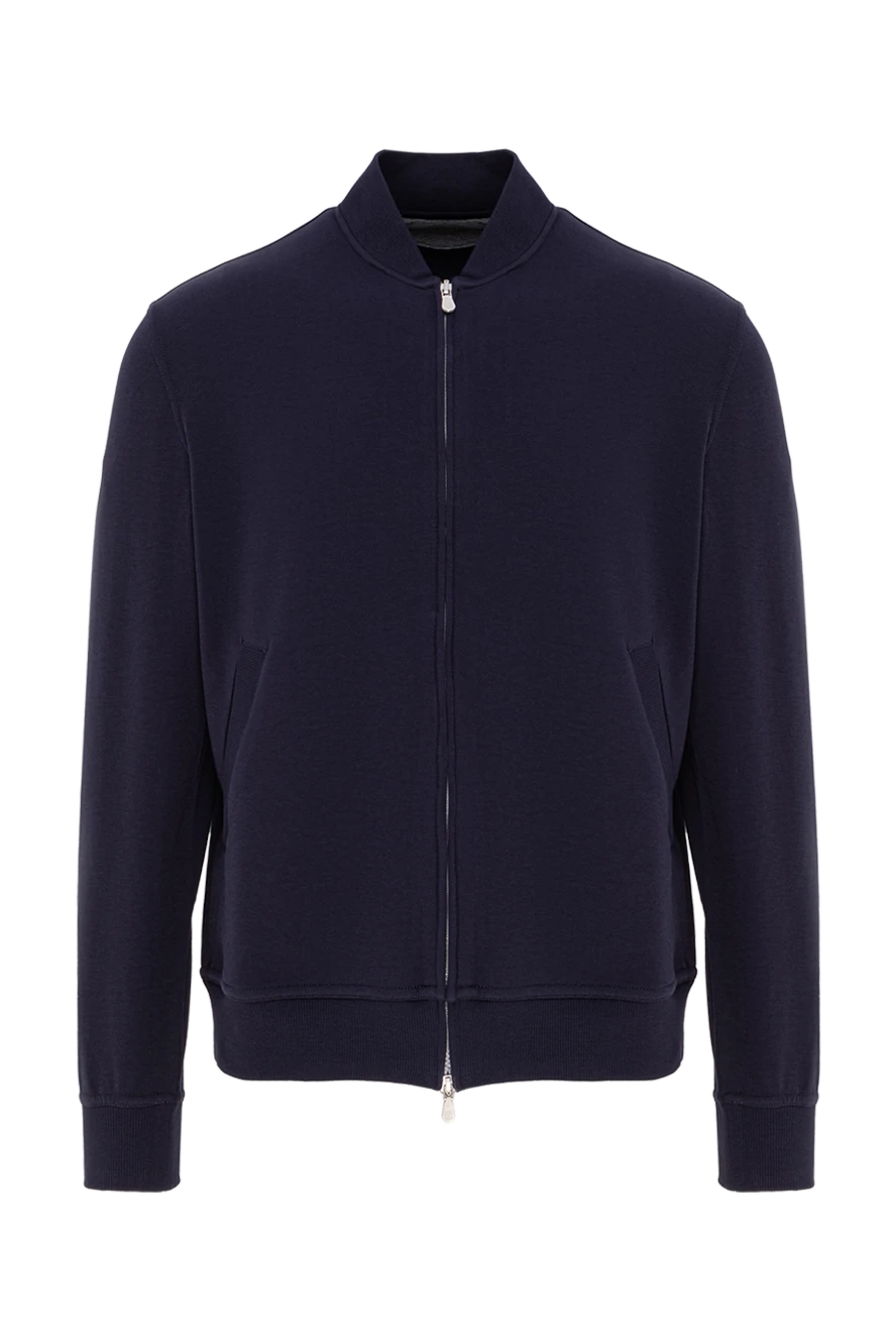Brunello Cucinelli Men's sweatshirt made of cotton and polyamide blue - 93% cotton 7% polyamide. Country of manufacture: Italy. Care: specialized cleaning - photo 1
