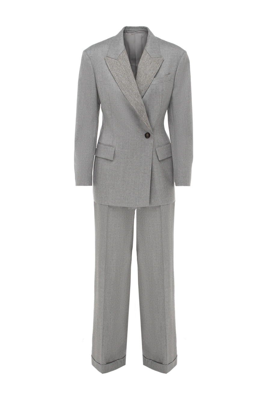 Brunello Cucinelli Gray wool pantsuit for women - 100% wool. Closure: buttons. two side pockets. Country of manufacture: Italy. Care: specialized cleaning - photo 1