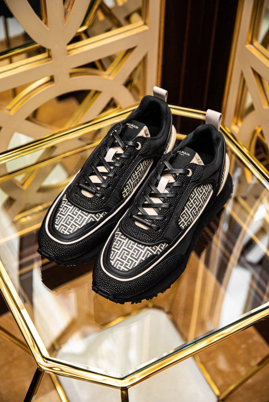 Balmain кроссовки с геометрическим принтом и массивной подошвой