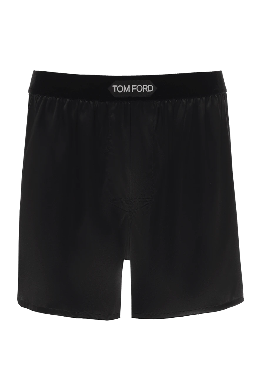 Tom Ford Men's boxers made of silk and elastane black - brand logo. 93% silk, 7% elastane. Country of manufacture: Italy. Care: specialized cleaning - photo 1