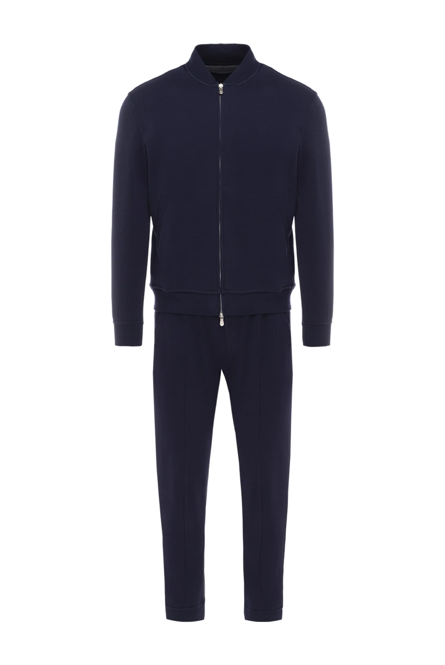 Brunello Cucinelli Sports suit for men made of cotton and polyamide blue - Hood. 93% cotton, 7% polyamide. Closure: Drawstring, zipper. Four side pockets. Country of manufacture: Italy. Care: specialized cleaning - photo 1