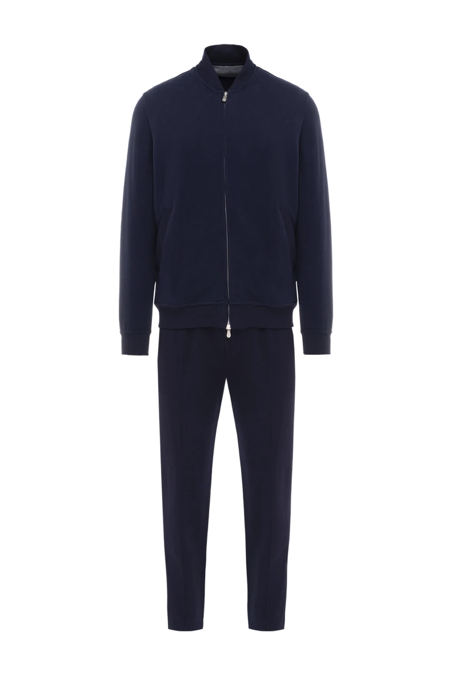 Brunello Cucinelli Sports suit for men made of cotton and polyamide blue - Hood. 93% cotton, 7% polyamide. Closure: Drawstring, zipper. Four side pockets. Country of manufacture: Italy. Care: specialized cleaning - photo 1