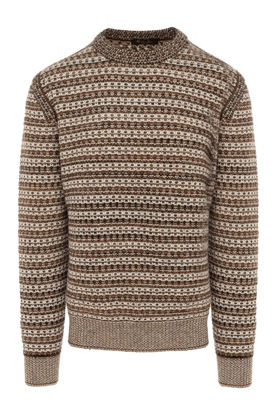 Loro Piana Cashmere long sleeve jumper for men brown - knitted pattern. 100% cashmere. Country of manufacture: Italy. Care: specialized cleaning - photo 1