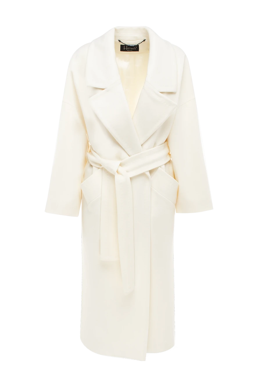 Heresis White wool coat for women - 100% wool. belt. two side pockets. Country of manufacture: Italy. Care: specialized cleaning - photo 1