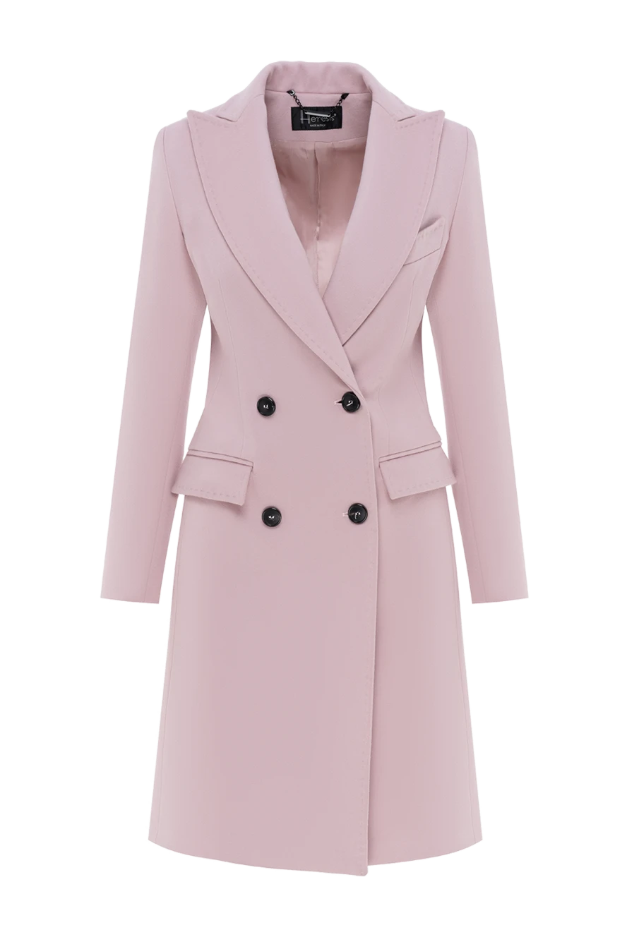 Heresis Pink wool coat for women - Fastener: button. wide collar. two side pockets. 100% wool. Country of manufacture: Italy. Care: specialized cleaning - photo 1